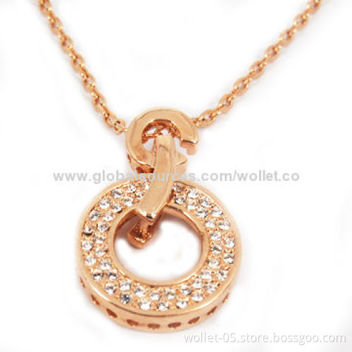 Round IPR Gold Plating Pendant Made Of Alloy and CZ Stone, Best Gifts for Women
